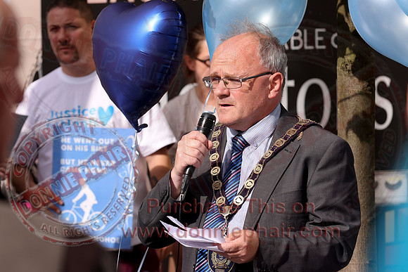 Justice for Noah Donohoe rally at the Diamond in Enniskillen-17