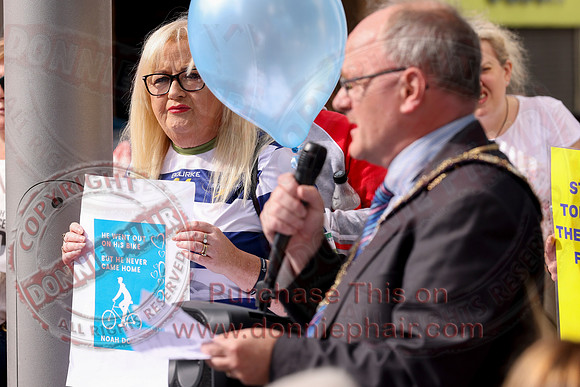 Justice for Noah Donohoe rally at the Diamond in Enniskillen-16