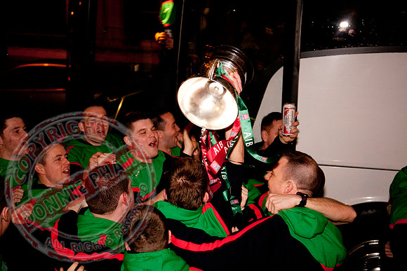 Lisnaskea Emmetts Senior GAA Football Team return home as Intermediate All-Ireland Club Champions.