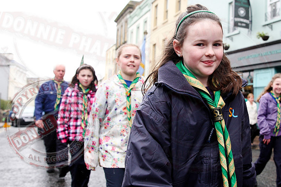 St. Michael's Scouts march to St. Michael's Church, Enniskillen.
