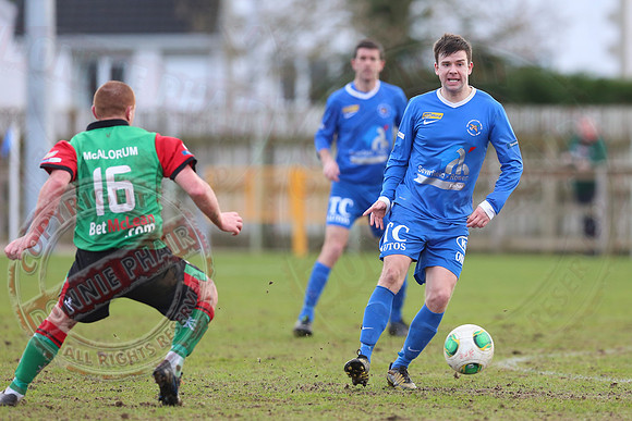 Ballinamallard United (0) V Glentoran (3) in IFA Premiership.