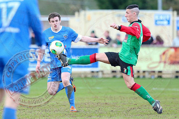 Ballinamallard United (0) V Glentoran (3) in IFA Premiership.