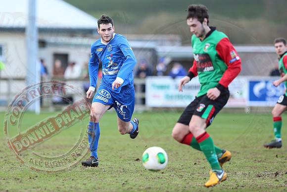 Ballinamallard United (0) V Glentoran (3) in IFA Premiership.