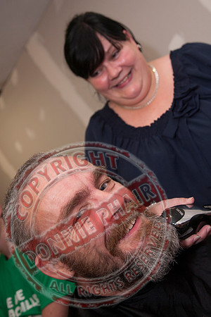 Charity Shave and Wax in aid of Macmillan Cancer Support.  Taken in The Corner House, Lisnaskea.