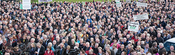 Sean Quinn Senior, Former Irish Billionaire and Fermanagh Businessman, has rally protest in Ballyconnell Cavan.