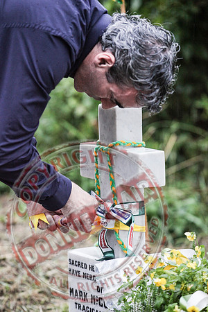 All-Ireland Winning Donegal Manager Jim McGuinness visits his Brother's memorial just outside Lisnaskea.