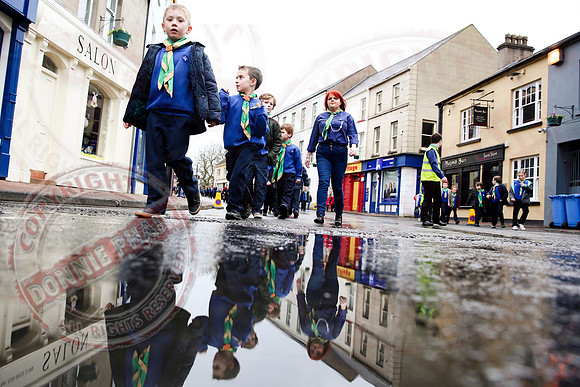 St. Michael's Scouts march to St. Michael's Church, Enniskillen.