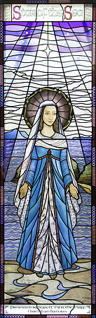 Stained-glassed windows in Magh Ene Parish Church, Bundoran, County Donegal.