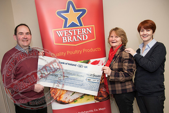Western Brand, Lisnaskea present a Cheque to the AWARE Charity.