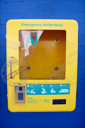 Broken defibrillator case in lisnaskea.