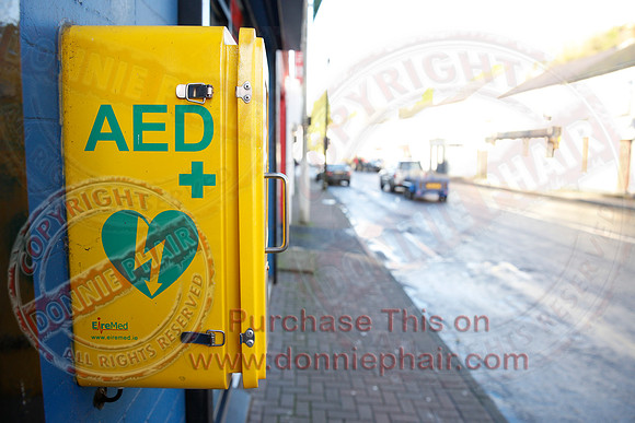 Broken defibrillator case in lisnaskea.