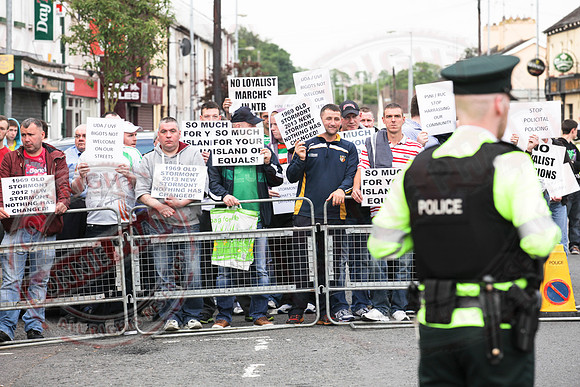 Newtownbutler Loyalist Parade and Protesters