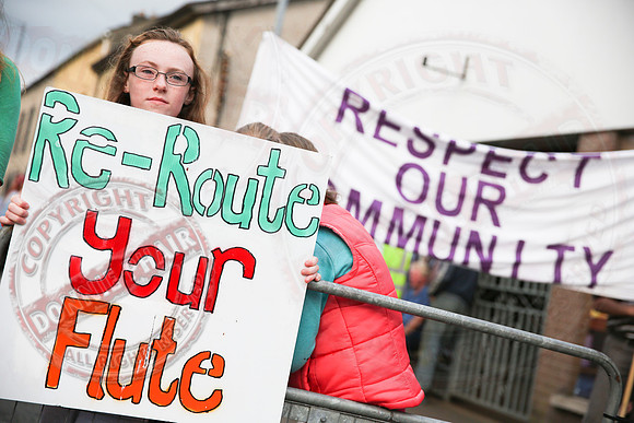 Newtownbutler Loyalist Parade and Protesters