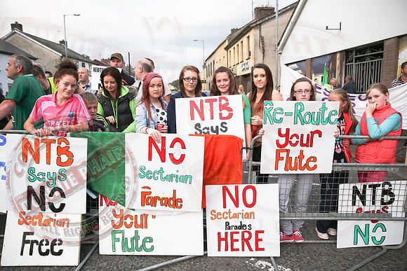 Newtownbutler Loyalist Parade and Protesters