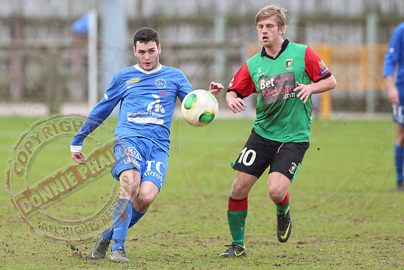 Ballinamallard United (0) V Glentoran (3) in IFA Premiership.