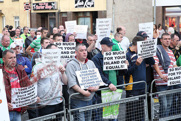 Newtownbutler Loyalist Parade and Protesters