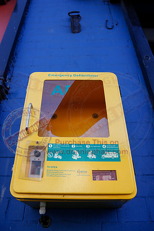 Broken defibrillator case in lisnaskea.