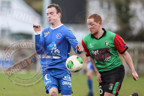 Ballinamallard United (0) V Glentoran (3) in IFA Premiership.