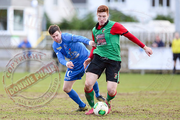 Ballinamallard United (0) V Glentoran (3) in IFA Premiership.