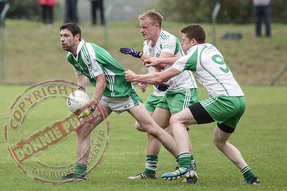 St. Joseph's Ederney V Roslea Shamrocks in Senior Men GAA League Football.