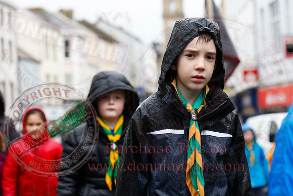 St. Michael's Scouts walk to St. Michael's Church.