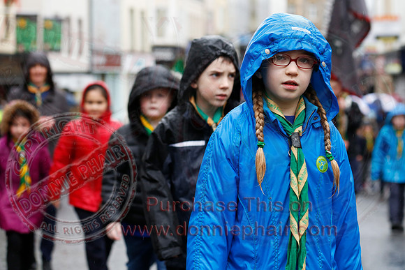 St. Michael's Scouts walk to St. Michael's Church.