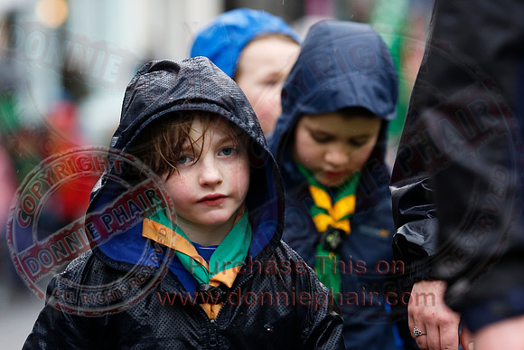 St. Michael's Scouts walk to St. Michael's Church.