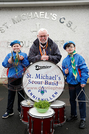 St. Michael's Scouts walk to St. Michael's Church.