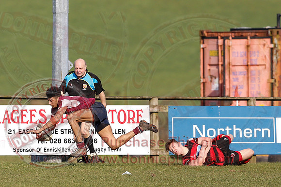 Enniskillen 1st XV (36) V Armagh 2nd XV (5) in Rugby Towns Cup Semi-Final.