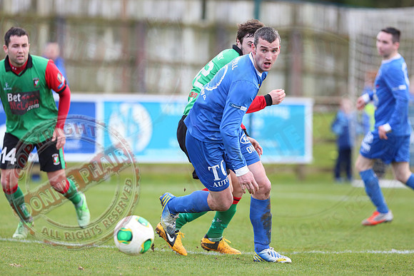 Ballinamallard United (0) V Glentoran (3) in IFA Premiership.