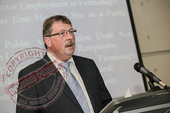 Northern Ireland Finance Minister Sammy Wilson MP meets local Business Representatives in the Clinton Centre, Enniskillen.