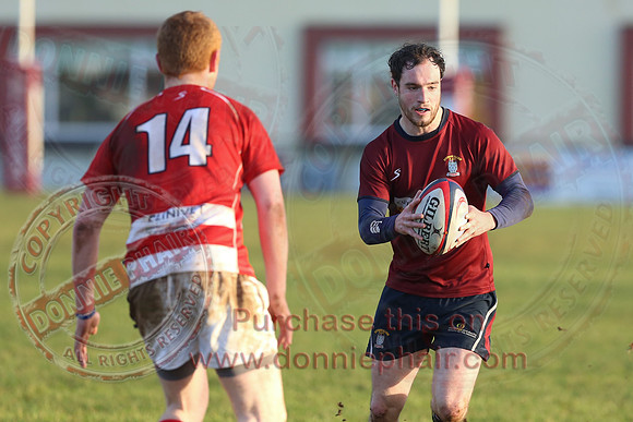 Enniskillen 1st XV (34) V Randalstown (8) in Towns Cup.