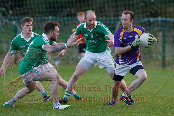 Derrygonnelly (0-16) V Roslea (1-15) in Senior GAA Football League Division One.