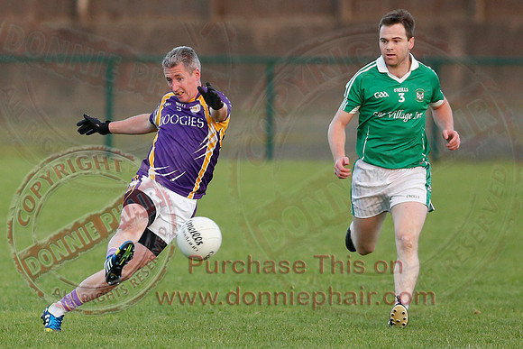 Derrygonnelly (0-16) V Roslea (1-15) in Senior GAA Football League Division One.