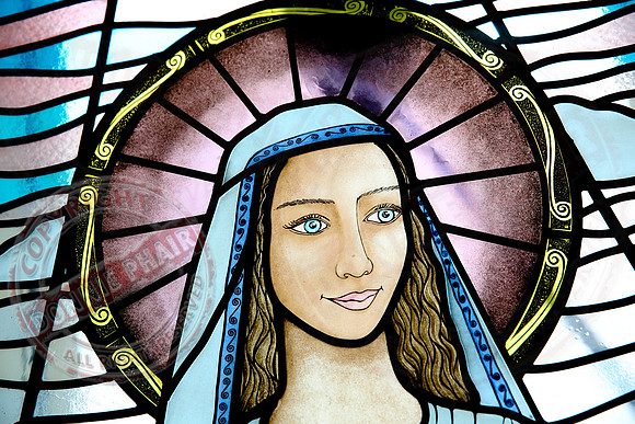 Stained-glassed windows in Magh Ene Parish Church, Bundoran, County Donegal.
