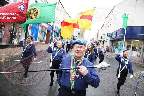 St. Michael's Scouts march to St. Michael's Church, Enniskillen.