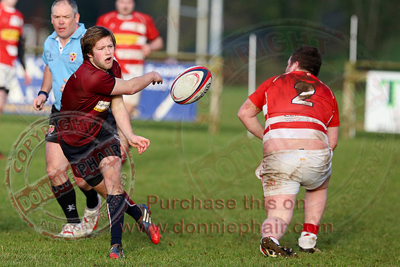 Enniskillen 1st XV (34) V Randalstown (8) in Towns Cup.