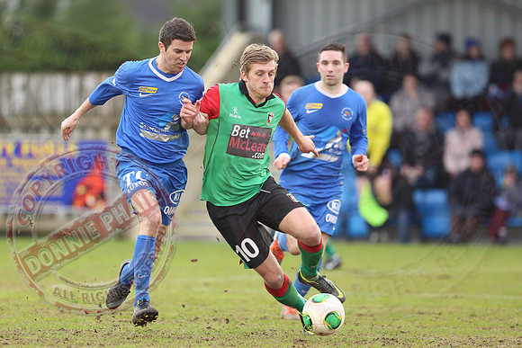 Ballinamallard United (0) V Glentoran (3) in IFA Premiership.
