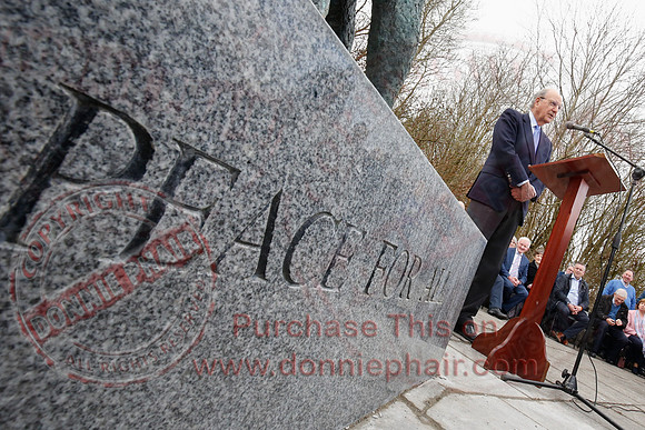 Senator George Mitchell returns to the Peace Bridge outside Belturbet 20 years after The Good Friday Agreement-49