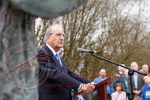 Senator George Mitchell returns to the Peace Bridge outside Belturbet 20 years after The Good Friday Agreement-69