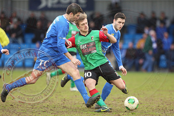 Ballinamallard United (0) V Glentoran (3) in IFA Premiership.