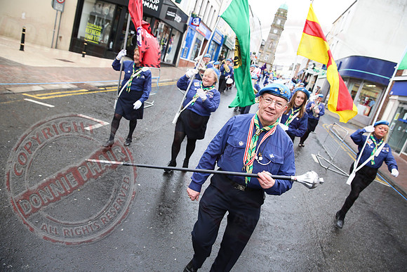 St. Michael's Scouts march to St. Michael's Church, Enniskillen.
