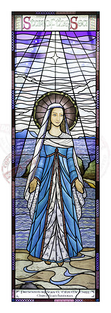 Stained-glassed windows in Magh Ene Parish Church, Bundoran, County Donegal.