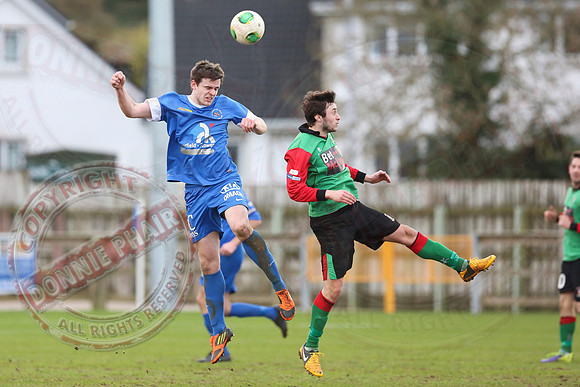 Ballinamallard United (0) V Glentoran (3) in IFA Premiership.