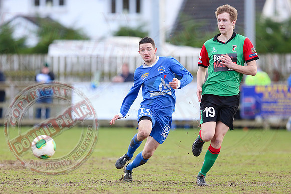 Ballinamallard United (0) V Glentoran (3) in IFA Premiership.