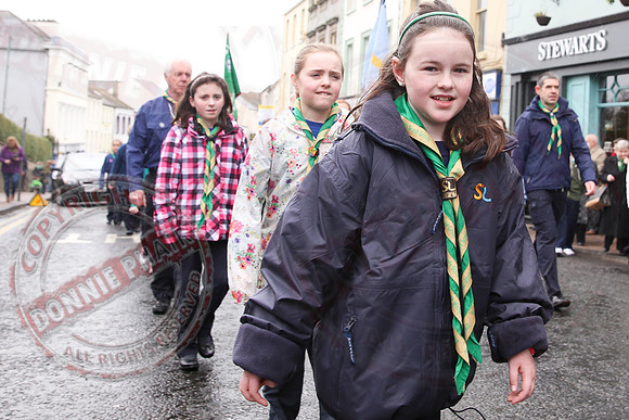St. Michael's Scouts march to St. Michael's Church, Enniskillen.