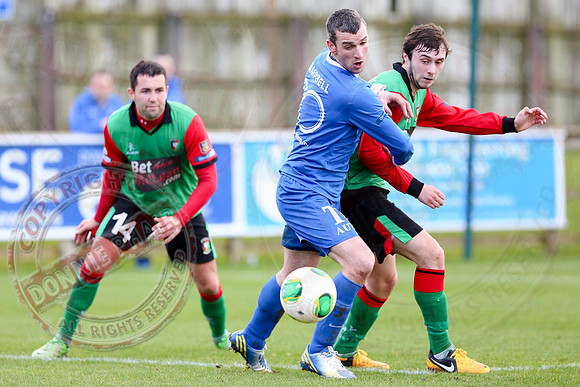 Ballinamallard United (0) V Glentoran (3) in IFA Premiership.