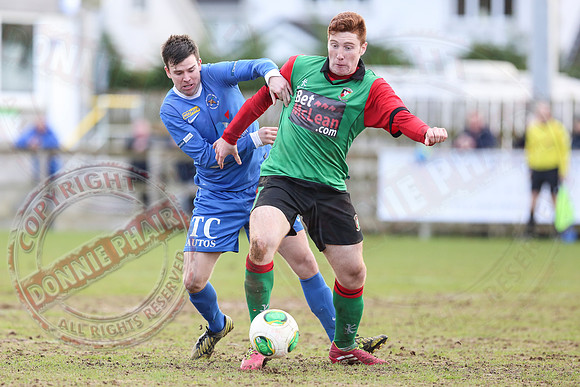 Ballinamallard United (0) V Glentoran (3) in IFA Premiership.