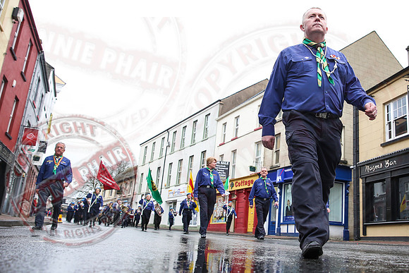 St. Michael's Scouts march to St. Michael's Church, Enniskillen.