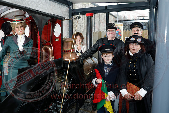 Myrtle, the train created by Gordon Johnston is unveiled in the Buttermarket, Enniskillen-4